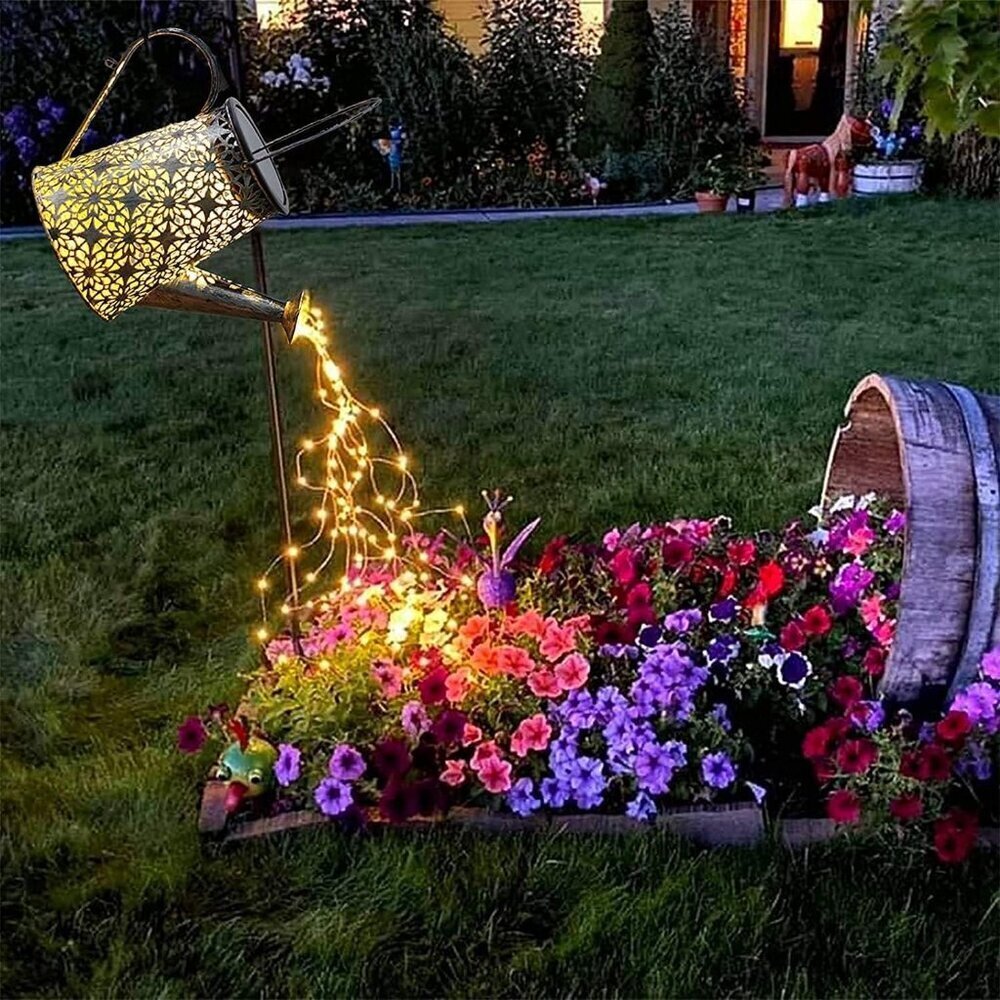 Solar Watering Can Lights, Large Retro Metal Hanging Solar Lights Outdoor Waterp